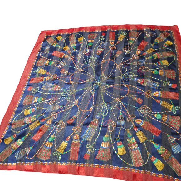 Capezio Accessories Italian Scarf Tassel Rope Print Polyester Multicolor Red - Picture 1 of 9